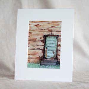 "Old Door" 5x7 Watercolour Print With Mat